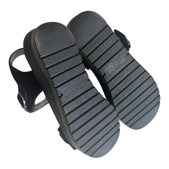 Alegria Black Sandals with Silver Buckles - Picture 3 of 7